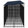 Outdoor Dog Kennel with Roof Steel 138.9 ft¬≤