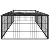 8-Panel Dog Playpen Black 39.4"x19.7" Powder-coated Steel