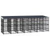 Outdoor Dog Kennel with Roof Steel 138.9 ft¬≤