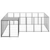 Dog Kennel Black 91.2 ft¬≤ Steel