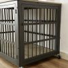 Furniture style dog crate wrought iron frame door with side openings, Grey, 38.4''W x 27.7''D x 30.2''H.