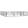 12-Panel Dog Playpen Black 39.4"x19.7" Powder-coated Steel