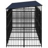 Outdoor Dog Kennel with Roof Steel 119 ft¬≤