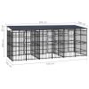 Outdoor Dog Kennel with Roof Steel 119 ft¬≤