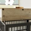 Furniture style dog crate wrought iron frame door with side openings, Grey, 38.4''W x 27.7''D x 30.2''H.